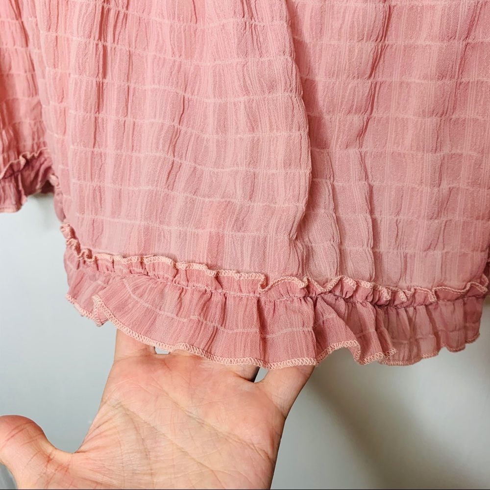 Pink Boho Ruffle Babydoll Top | L - Picture 6 of 11